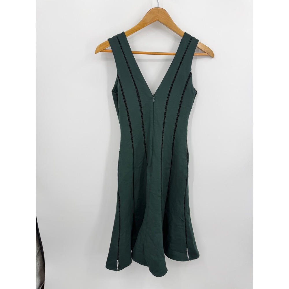 Adelyn Rae Pilar knit ponte Fit and Flare Dress Women XS Green V-Neck Sleeveless